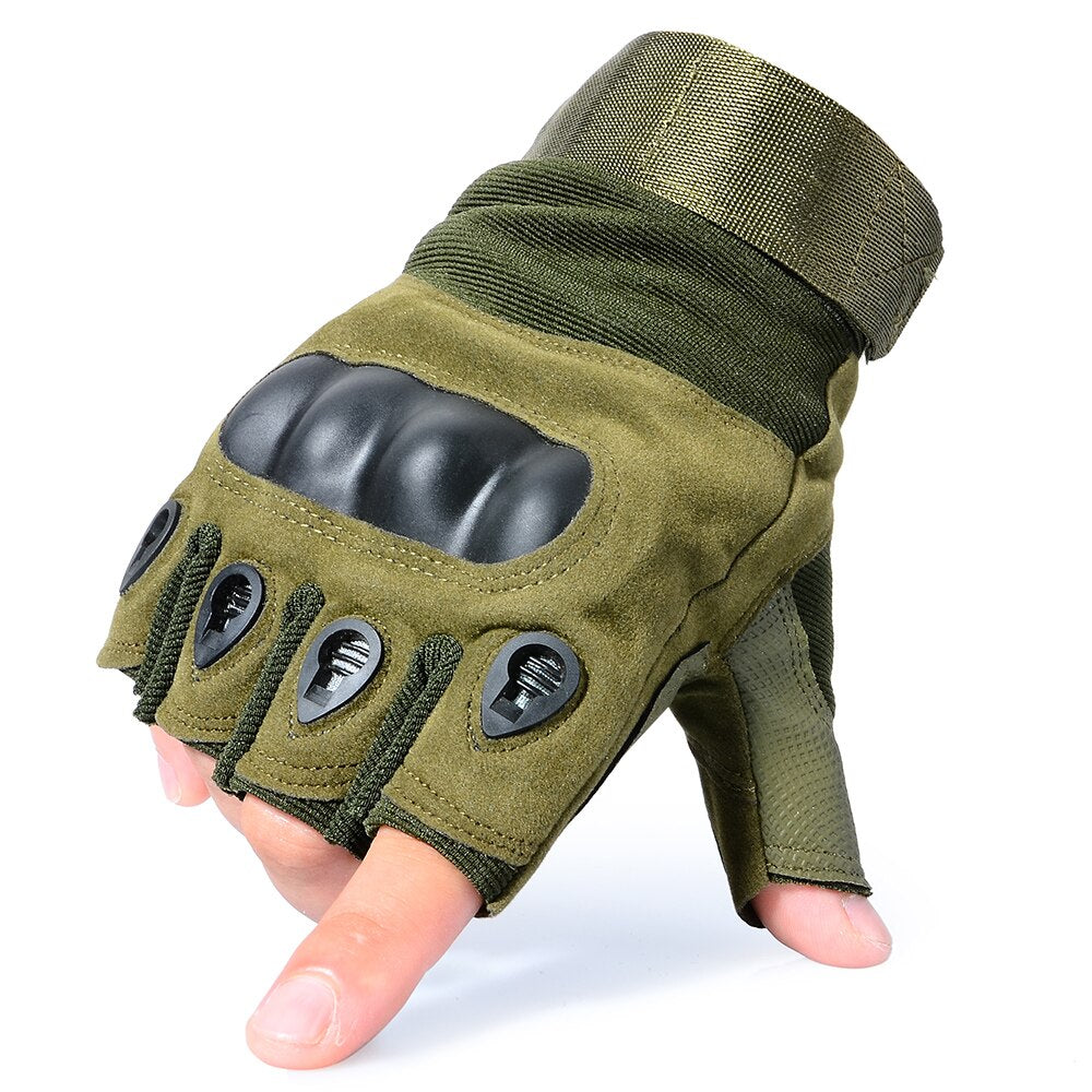 Half Finger Anti-Slip Gloves Hard Knuckle Hiking Cycling Travelling Camping Outdoor Boxing Motorcycle Riding, Arm Shooting Gym Gloves