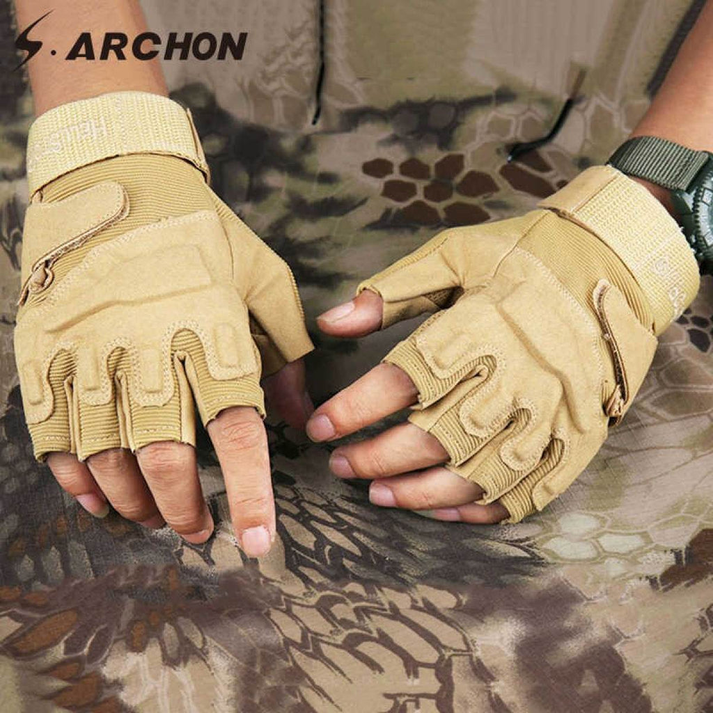 Half Finger Anti-Slip Gloves Hard Knuckle Hiking Cycling Travelling Camping Outdoor Boxing Motorcycle Riding, Arm Shooting Gym Gloves
