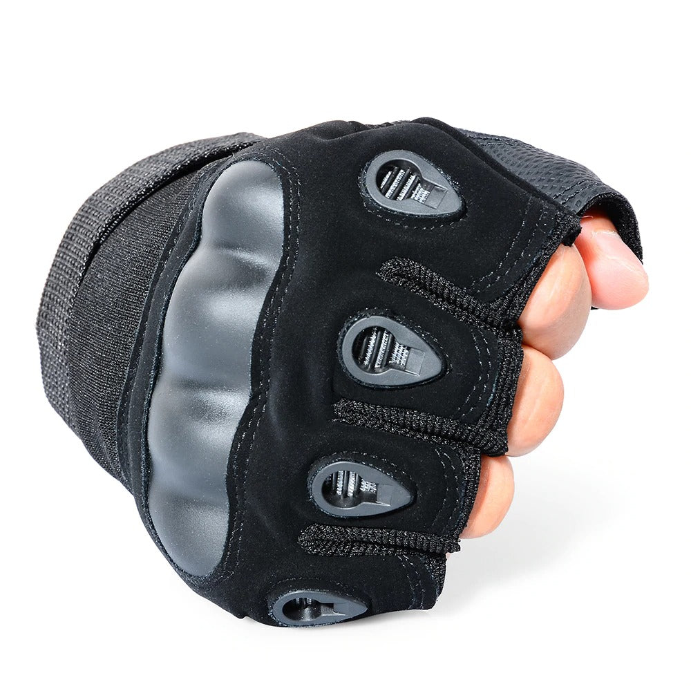 Half Finger Anti-Slip Gloves Hard Knuckle Hiking Cycling Travelling Camping Outdoor Boxing Motorcycle Riding, Arm Shooting Gym Gloves
