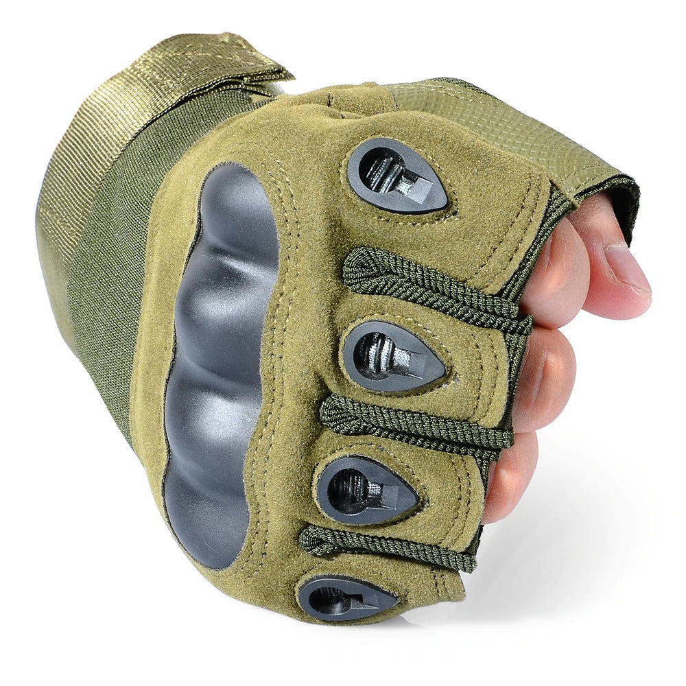 Half Finger Anti-Slip Gloves Hard Knuckle Hiking Cycling Travelling Camping Outdoor Boxing Motorcycle Riding, Arm Shooting Gym Gloves