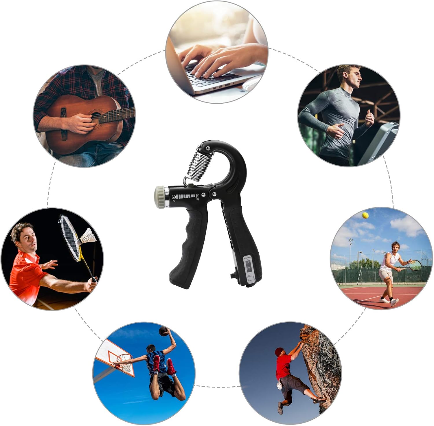 Adjustable Hand Grips Power Strengthened Exerciser Gripper Muscle Developer for Gym Workout Home Resistance 10Kg to 50Kg for Strong Wrist Finger and Forearms Equipment for Men and Women