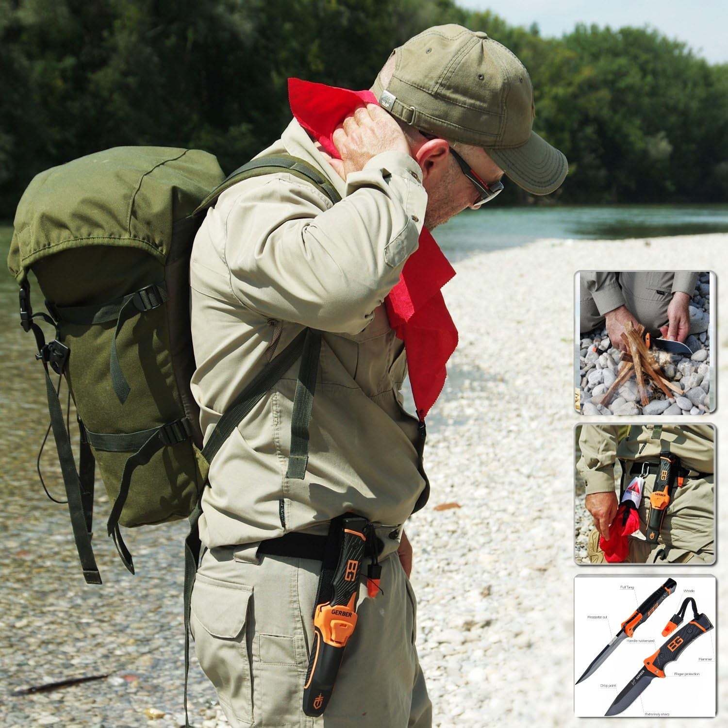 Gerber Bear Grylls Ultimate Pro Survival Knife Fire Starter Knife Sharpener