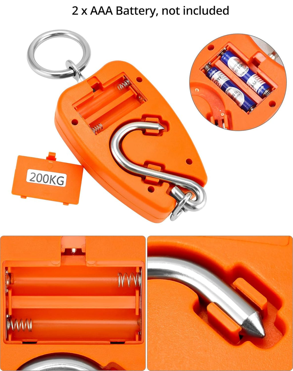 Heavy Duty Digital Crane Scale, 200kg - 500g Minimum - Portable - Hanging Fishing Scale Luggage Bag Pocket Scale - Kitchen Scale Mini Crane Scale Weigh Luggage