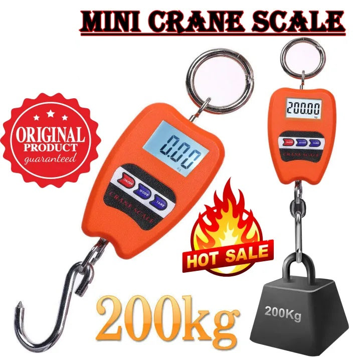 Heavy Duty Digital Crane Scale, 200kg - 500g Minimum - Portable - Hanging Fishing Scale Luggage Bag Pocket Scale - Kitchen Scale Mini Crane Scale Weigh Luggage