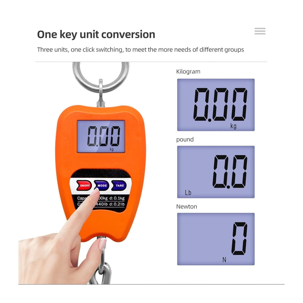Heavy Duty Digital Crane Scale, 200kg - 500g Minimum - Portable - Hanging Fishing Scale Luggage Bag Pocket Scale - Kitchen Scale Mini Crane Scale Weigh Luggage