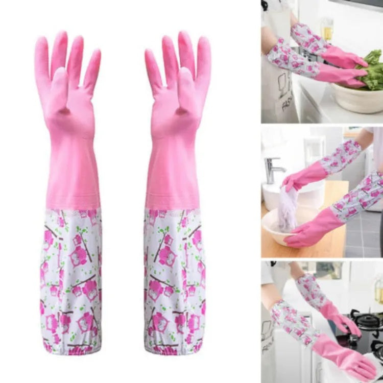 Long Rubber Pond and Drain Gloves – Household & Garden Chores, Gardening, Weeding, Washing, Cleaning & Dishwashing – Extra Protection Sleeves - Heavy Duty, Waterproof and Lined for Warmth Modern Safety Kitchen Gloves Home Use