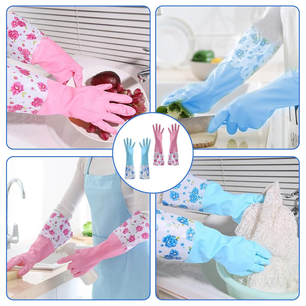 Long Rubber Pond and Drain Gloves – Household & Garden Chores, Gardening, Weeding, Washing, Cleaning & Dishwashing – Extra Protection Sleeves - Heavy Duty, Waterproof and Lined for Warmth Modern Safety Kitchen Gloves Home Use