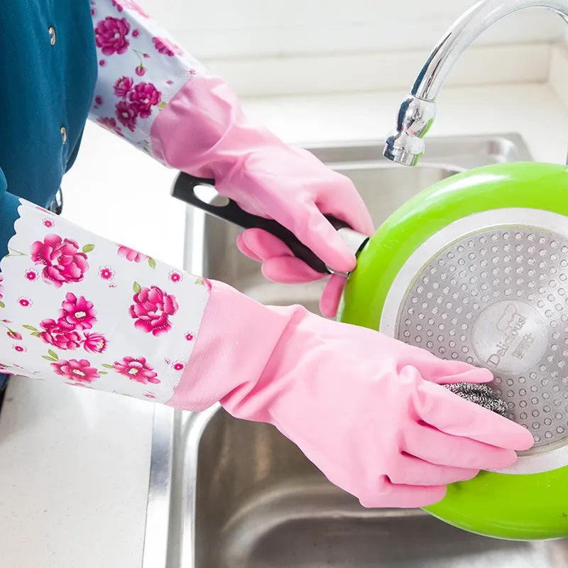 Long Rubber Pond and Drain Gloves – Household & Garden Chores, Gardening, Weeding, Washing, Cleaning & Dishwashing – Extra Protection Sleeves - Heavy Duty, Waterproof and Lined for Warmth Modern Safety Kitchen Gloves Home Use