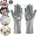 Reusable Silicone Gloves with Wash Scrubber, Heat Resistant, for Cleaning, Household, Dish Washing, Washing the Car