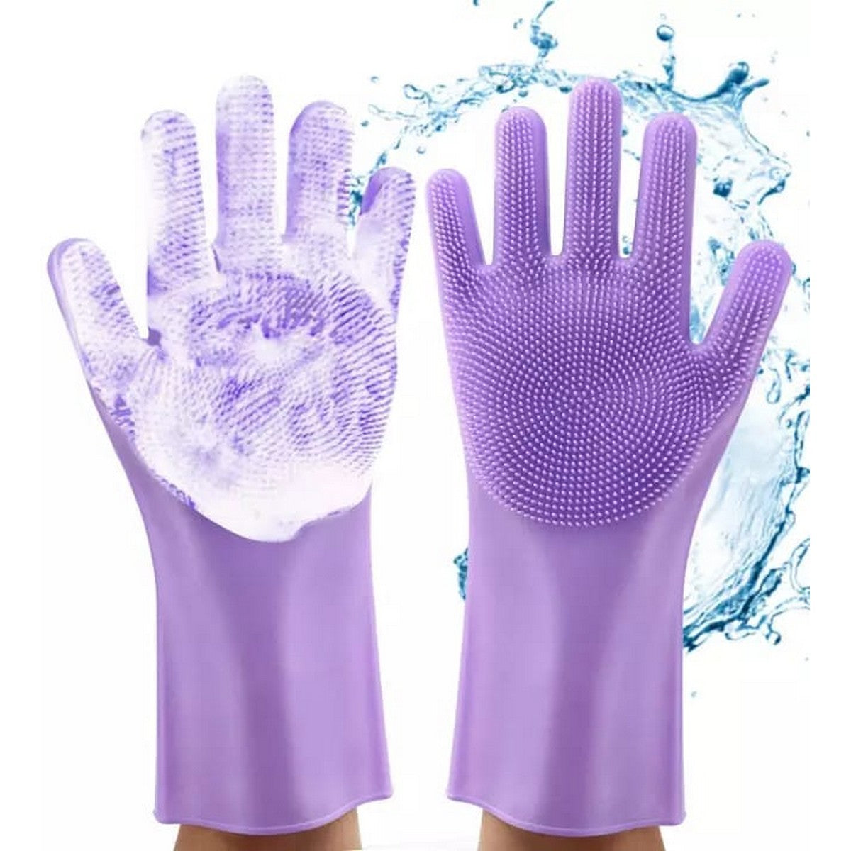 Reusable Silicone Gloves with Wash Scrubber, Heat Resistant, for Cleaning, Household, Dish Washing, Washing the Car