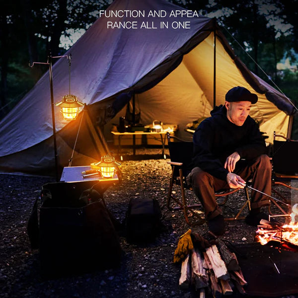 LED Lantern Vintage Portable Camping Tent Hanging Light Type C Charging Lithium Battery – Rainproof LY15