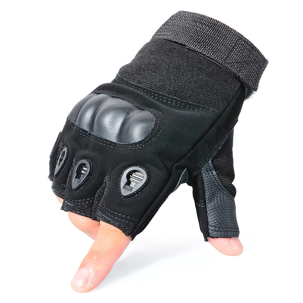Half Finger Anti-Slip Gloves Hard Knuckle Hiking Cycling Travelling Camping Outdoor Boxing Motorcycle Riding, Arm Shooting Gym Gloves