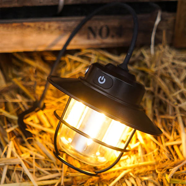 LED Lantern Vintage Portable Camping Tent Hanging Light Type C Charging Lithium Battery – Rainproof LY15