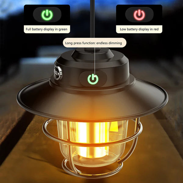 LED Lantern Vintage Portable Camping Tent Hanging Light Type C Charging Lithium Battery – Rainproof LY15