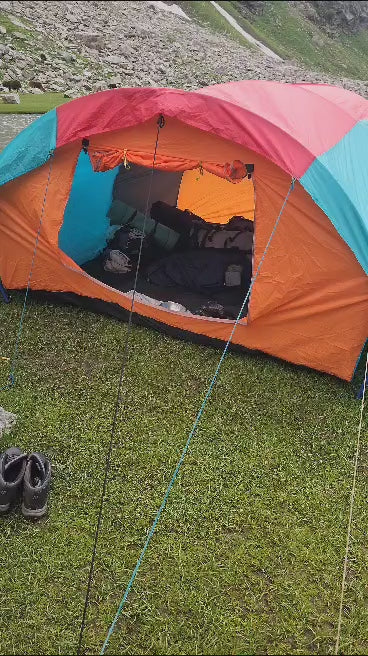 10 Person Double Layer Outdoor Camping Tent Full Waterproof - Travelling Hiking - Multicolor 10 Feet x 8 Feet